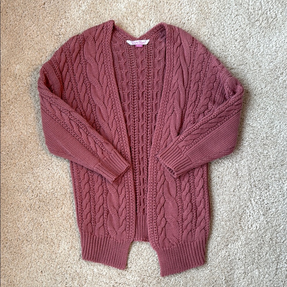 Ruffle Butts Pink Cable Knit Duster Cardigan